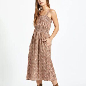 EUC Brixton Balboa Line Blend Floral Print Midi Sundress